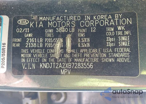 2011 Kia Soul + from USA, damaged, VIN KNDJT2A2XB7283556